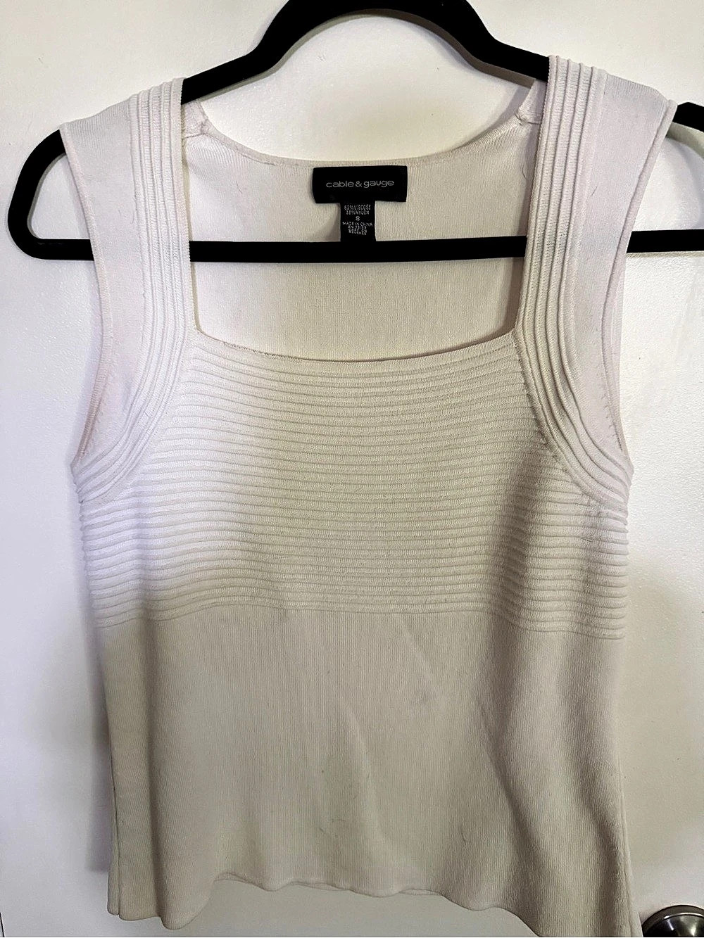 Cable & Gauge Ribbed Tank Top in Ivory White Size Small Like New